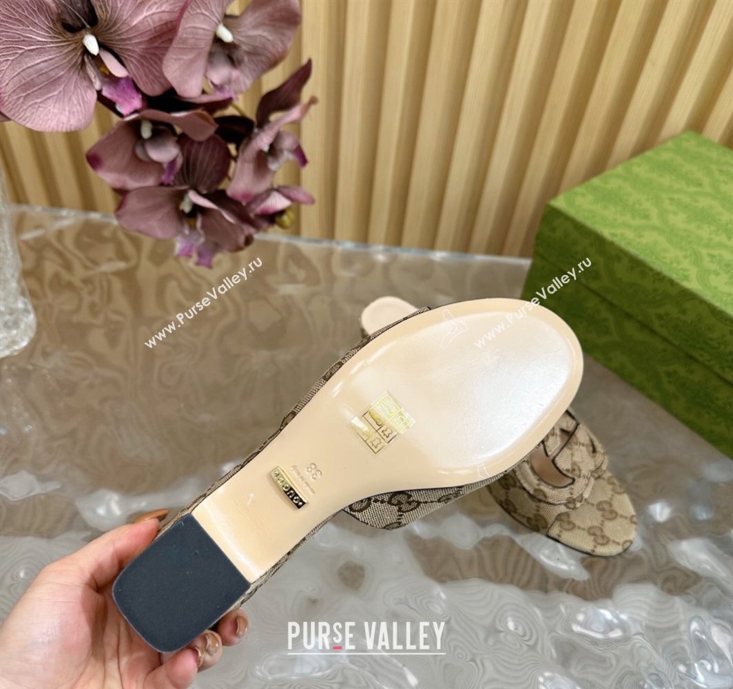 Gucci GG Canvas Heel Slides Sandal with Interlocking G Beige 2025 694451 (MD-250228089)