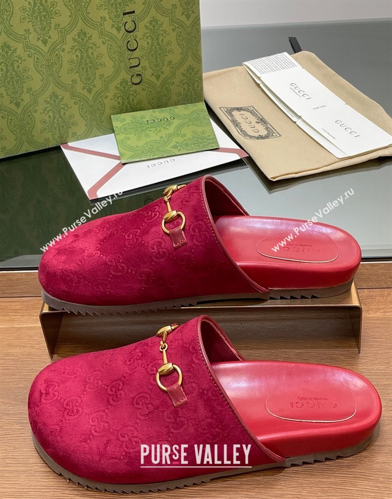 Gucci Horsebit GG Suede Mules Red 2 2025 746712 (MD-250228090)