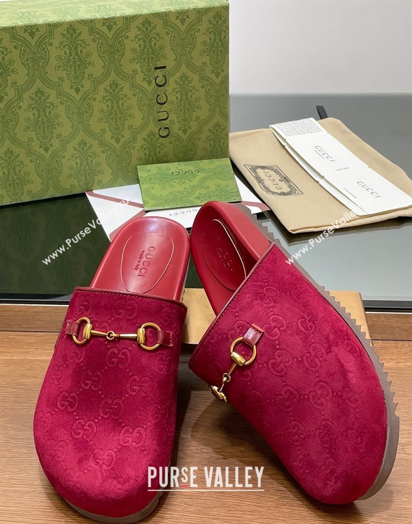 Gucci Horsebit GG Suede Mules Red 2 2025 746712 (MD-250228090)