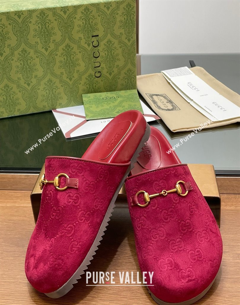 Gucci Horsebit GG Suede Mules Red 2 2025 746712 (MD-250228090)