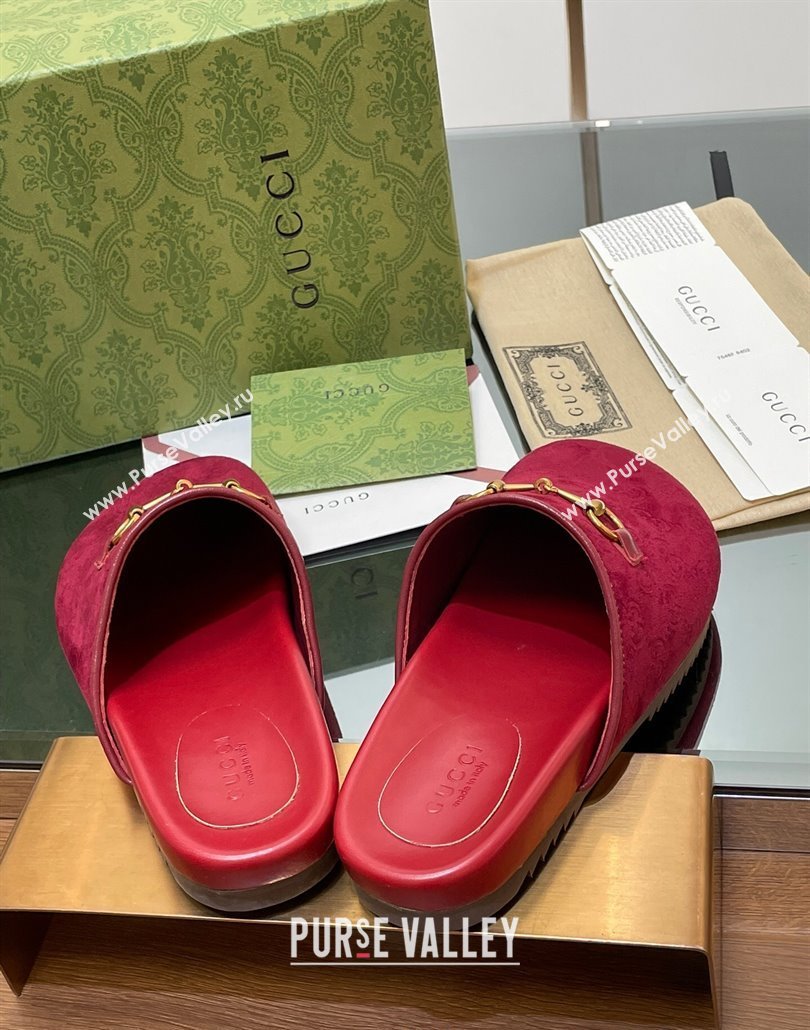 Gucci Horsebit GG Suede Mules Red 2 2025 746712 (MD-250228090)