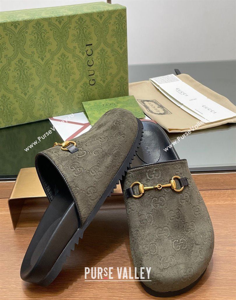 Gucci Horsebit GG Suede Mules Green 2025 746712 (MD-250228096)