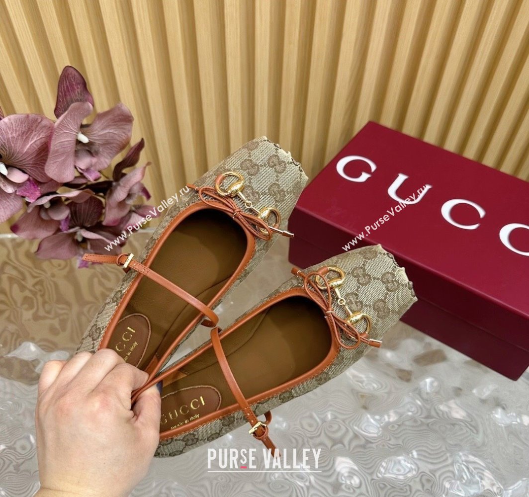 Gucci Horsebit Ballet Flat in Original GG Canvas 814321 Beige 2025 (MD-250228004)