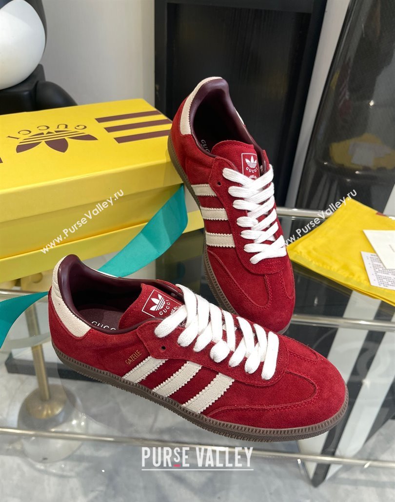 Adidas x Gucci Gazelle Suede Sneakers Red 2025 0227 (KL-250227133)