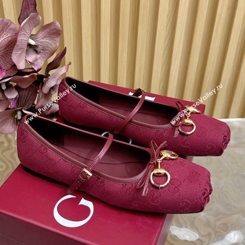 Gucci Horsebit Ballet Flat in Original GG Canvas 814321 Dark Burgundy 2025 (MD-250228005)