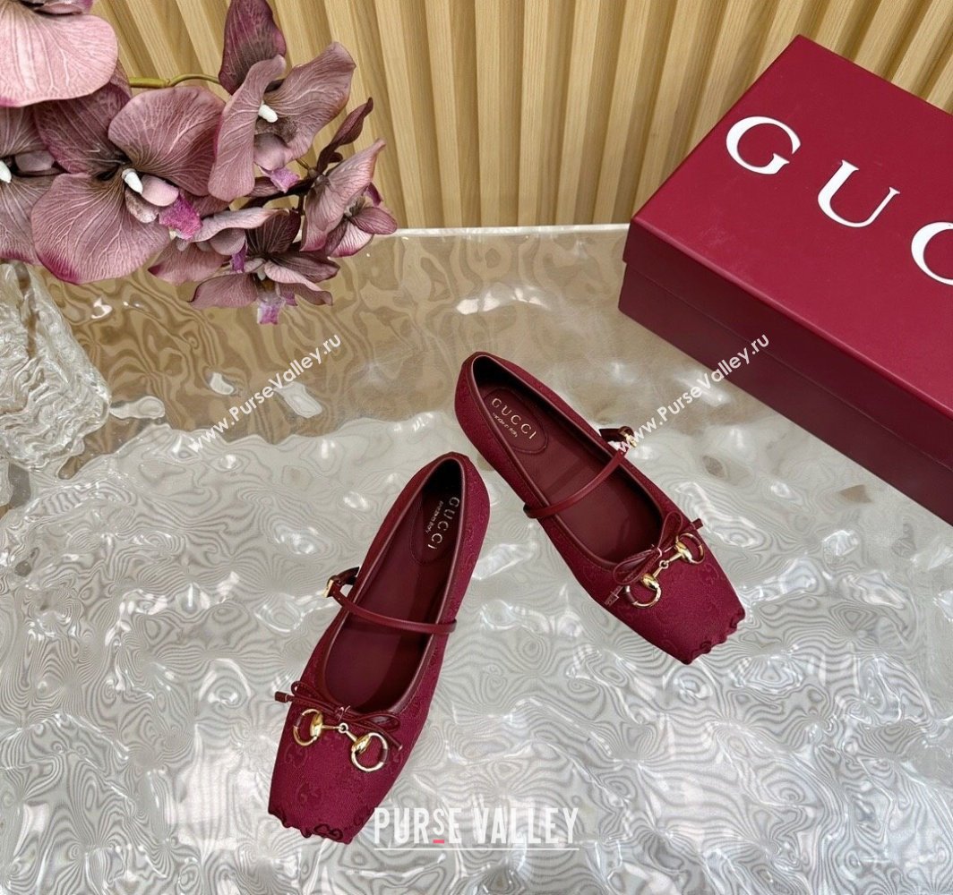 Gucci Horsebit Ballet Flat in Original GG Canvas 814321 Dark Burgundy 2025 (MD-250228005)