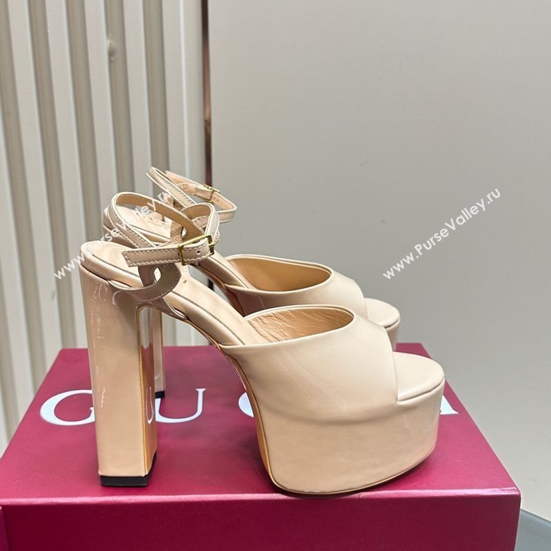 Gucci Patent Leather Platform Sandals 13cm Beige 2025 GG02284 (MD-250228085)