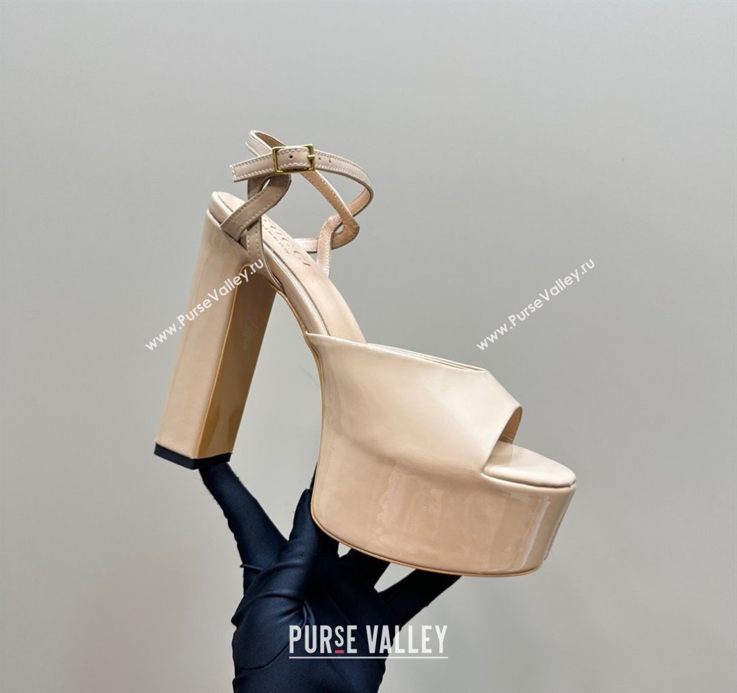 Gucci Patent Leather Platform Sandals 13cm Beige 2025 GG02284 (MD-250228085)
