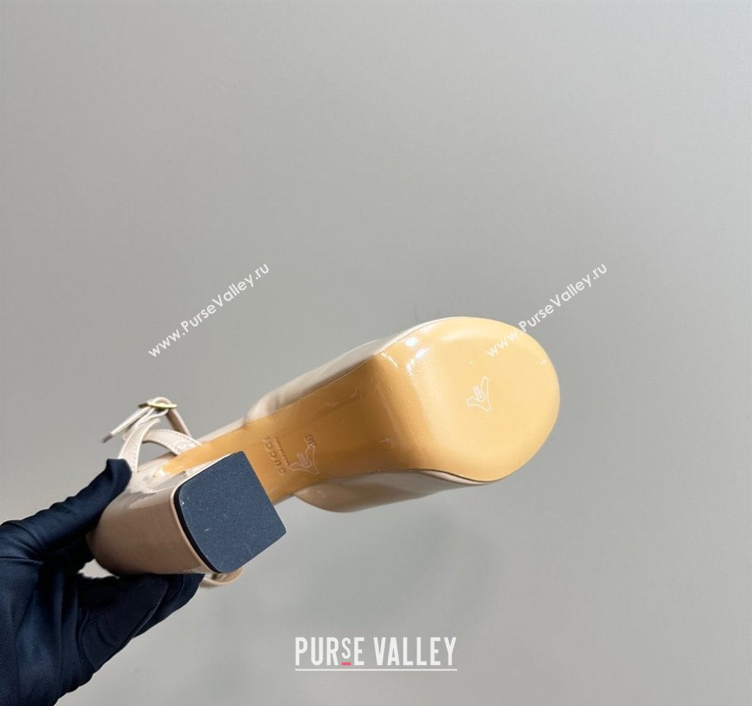 Gucci Patent Leather Platform Sandals 13cm Beige 2025 GG02284 (MD-250228085)