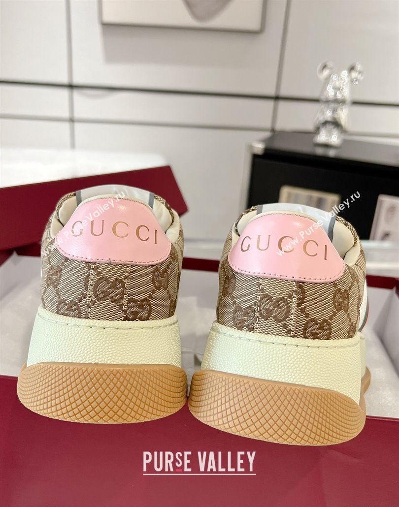 Gucci Screener Platform Sneakers in GG Canvas with Web Beige/Pink 2025 (MD-250227135)