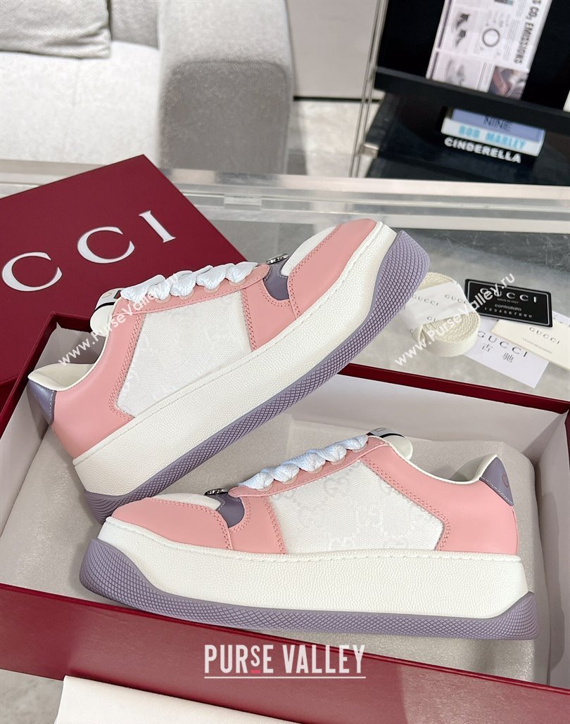 Gucci Screener Platform Sneakers in GG Canvas and Leather Light Pink 2025 (MD-250227136)