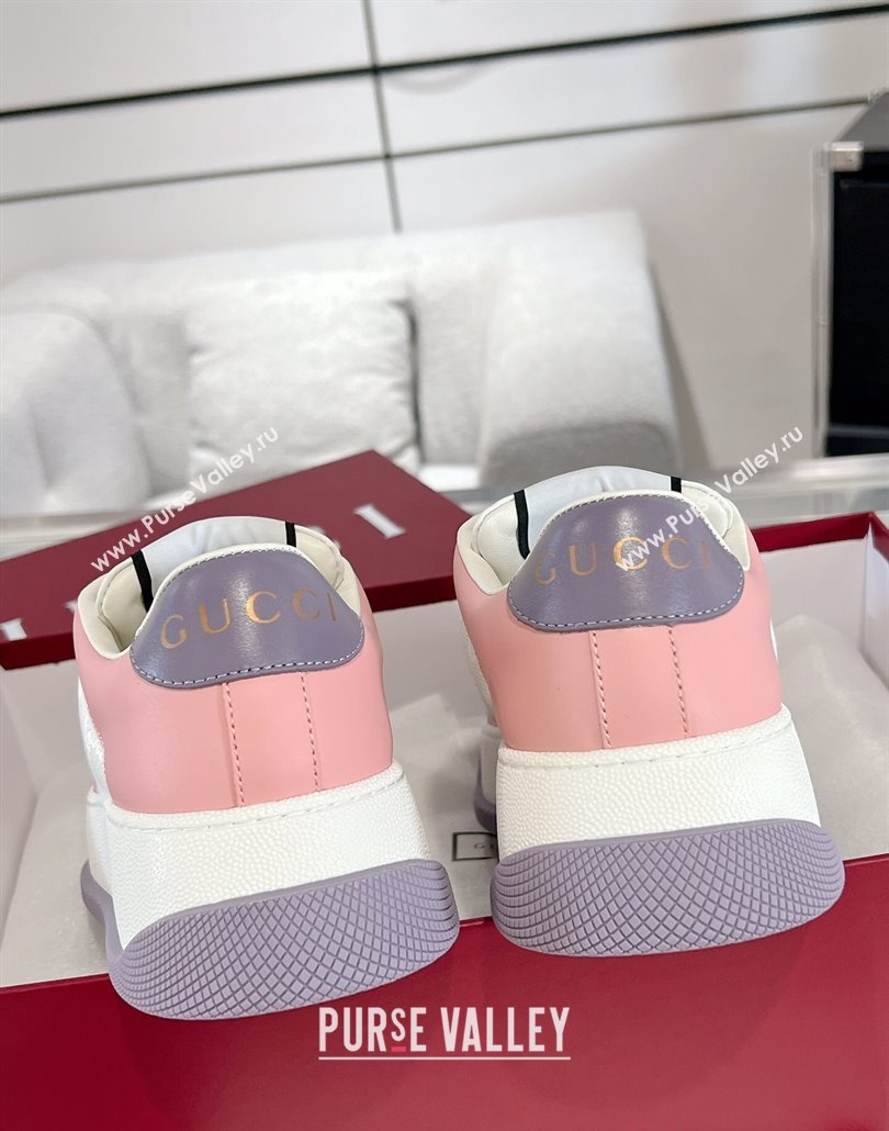 Gucci Screener Platform Sneakers in GG Canvas and Leather Light Pink 2025 (MD-250227136)