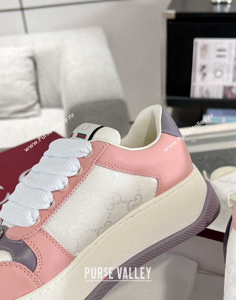 Gucci Screener Platform Sneakers in GG Canvas and Leather Light Pink 2025 (MD-250227136)
