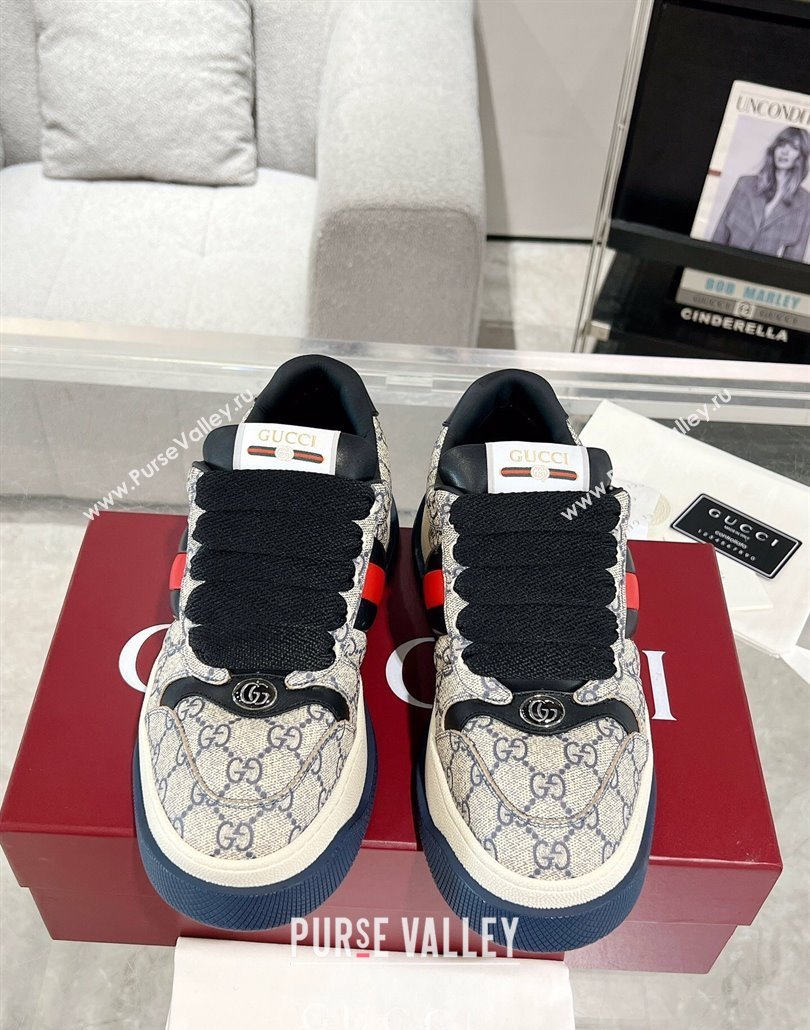 Gucci Screener Platform Sneakers in GG Canvas with Web Beige/Black 2025 (MD-250227139)
