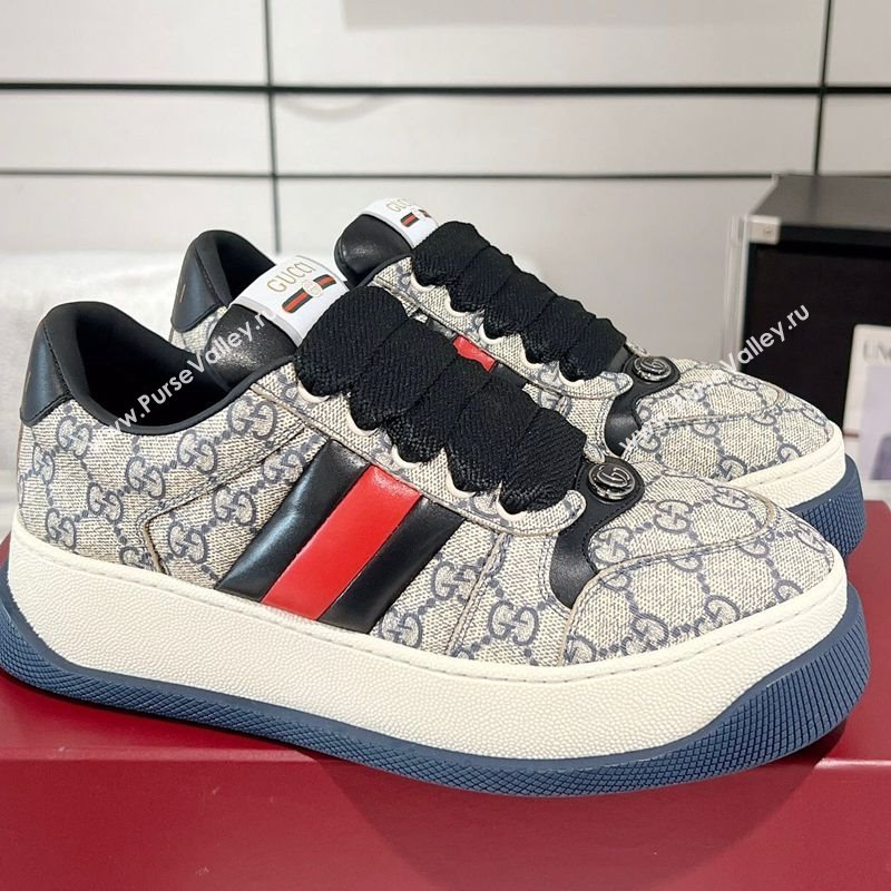 Gucci Screener Platform Sneakers in GG Canvas with Web Beige/Black 2025 (MD-250227139)