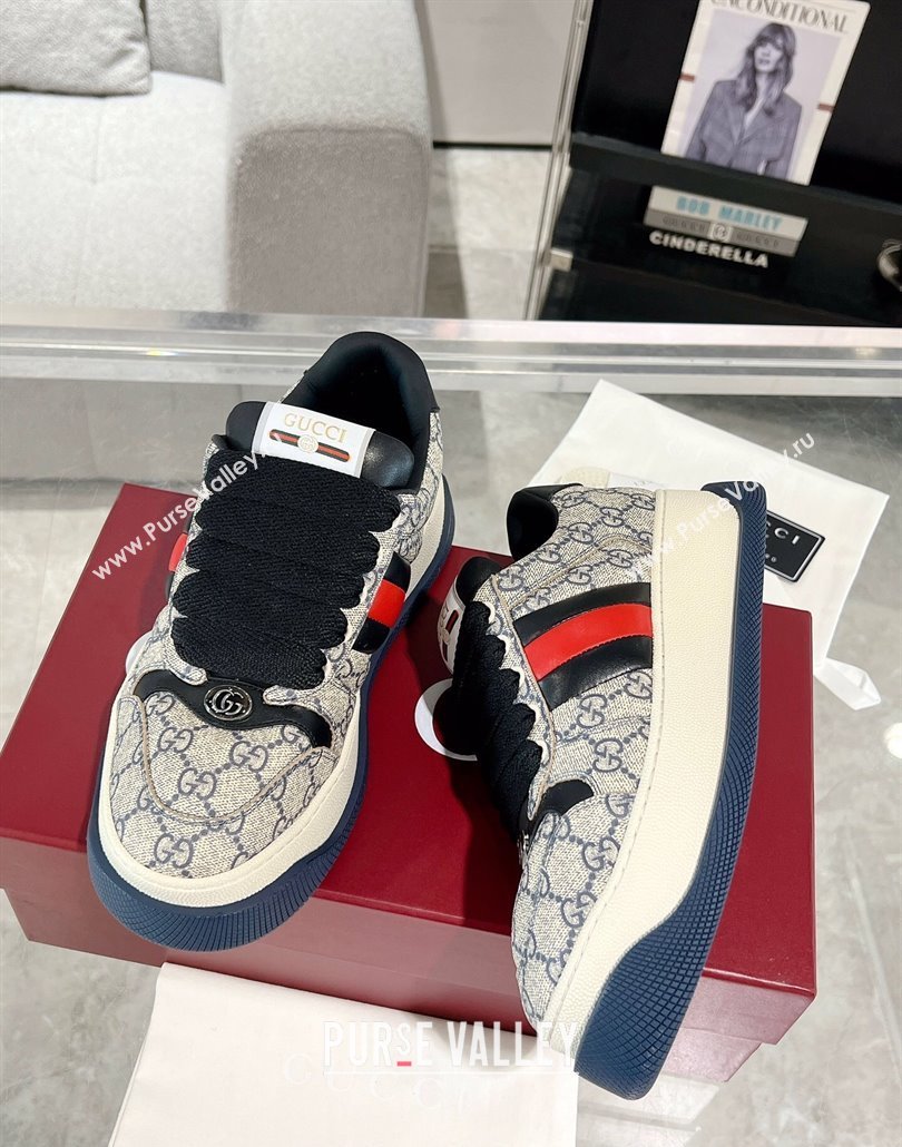 Gucci Screener Platform Sneakers in GG Canvas with Web Beige/Black 2025 (MD-250227139)