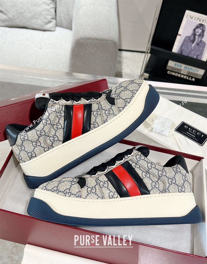 Gucci Screener Platform Sneakers in GG Canvas with Web Beige/Black 2025 (MD-250227139)
