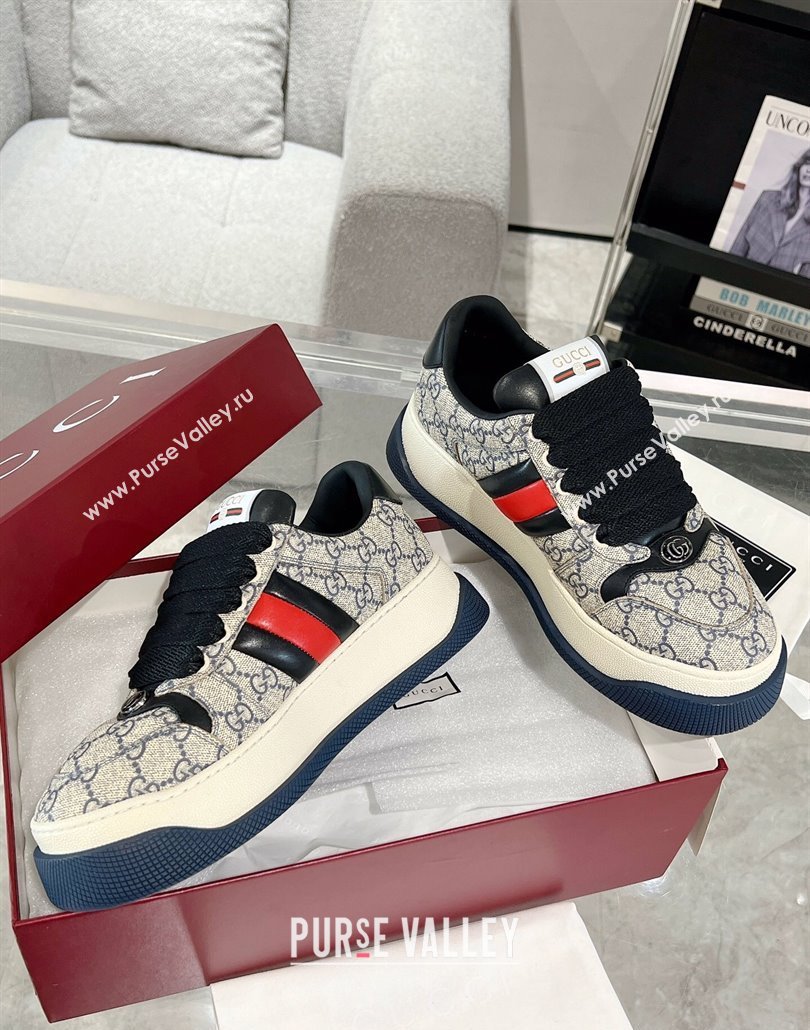 Gucci Screener Platform Sneakers in GG Canvas with Web Beige/Black 2025 (MD-250227139)