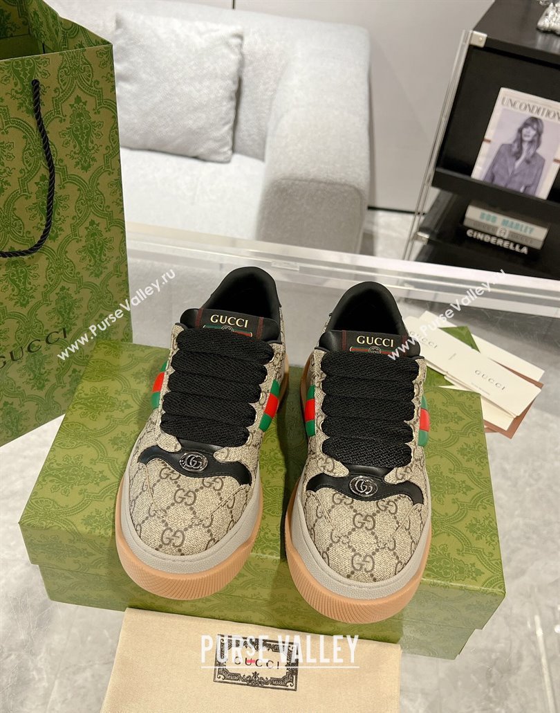 Gucci Screener Platform Sneakers in GG Canvas with Web Beige2 2025 (MD-250227144)