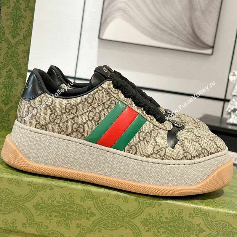 Gucci Screener Platform Sneakers in GG Canvas with Web Beige2 2025 (MD-250227144)