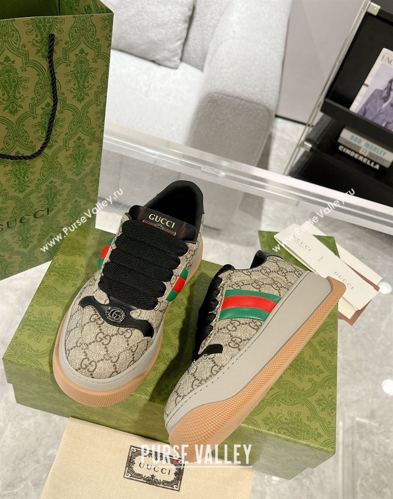 Gucci Screener Platform Sneakers in GG Canvas with Web Beige2 2025 (MD-250227144)