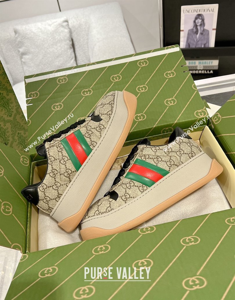 Gucci Screener Platform Sneakers in GG Canvas with Web Beige2 2025 (MD-250227144)