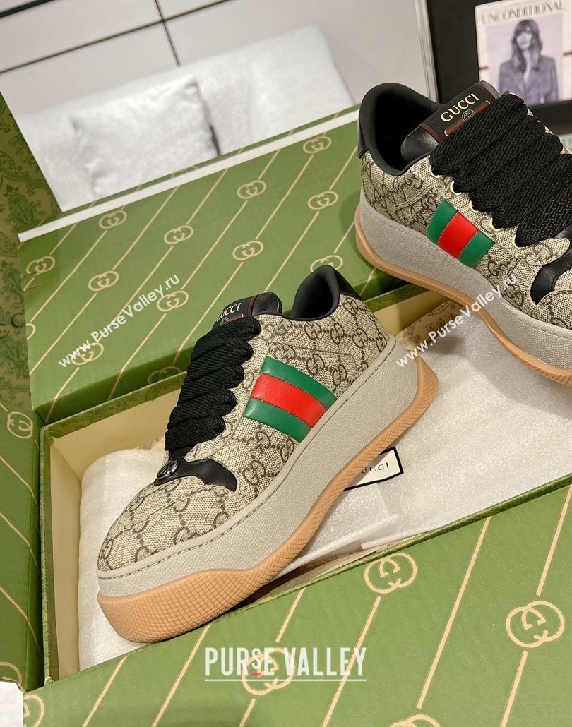 Gucci Screener Platform Sneakers in GG Canvas with Web Beige2 2025 (MD-250227144)