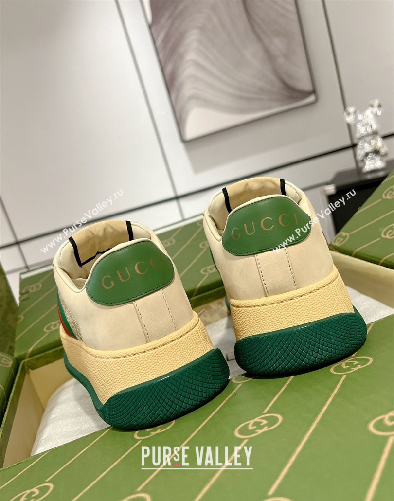 Gucci Screener Platform Sneakers in GG Canvas and Leather with Web Vintage White 2025 (MD-250227145)