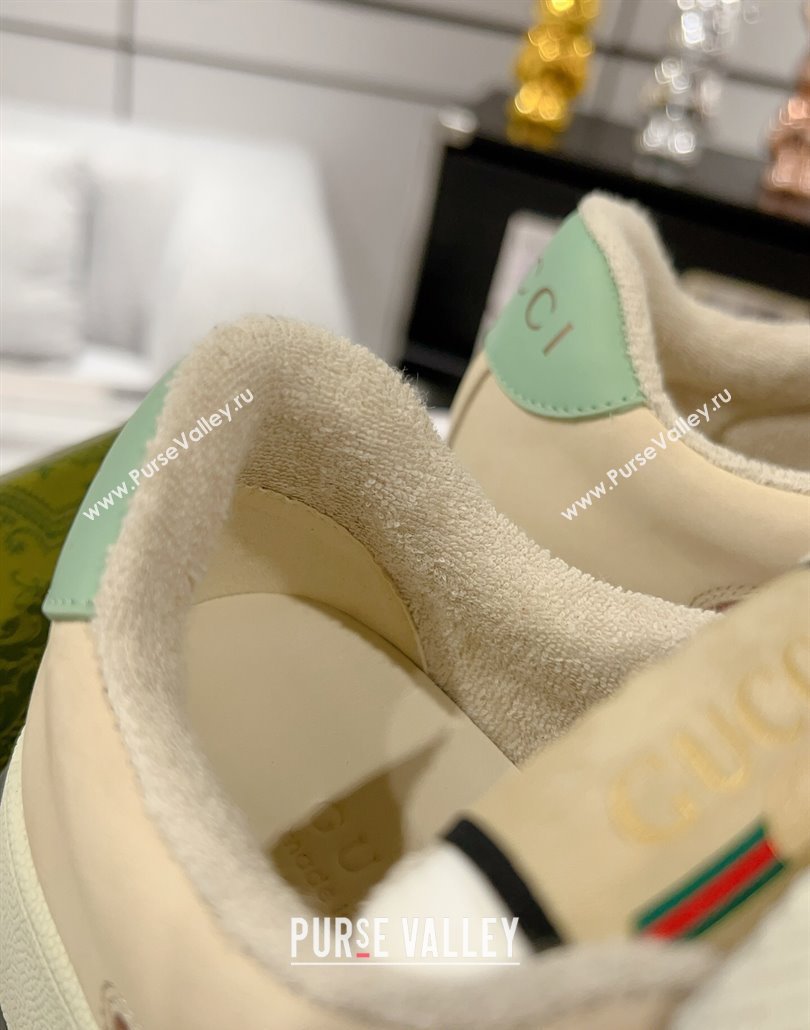 Gucci Screener Platform Sneakers in GG Canvas and Suede Pink/Beige 2025 (MD-250227146)