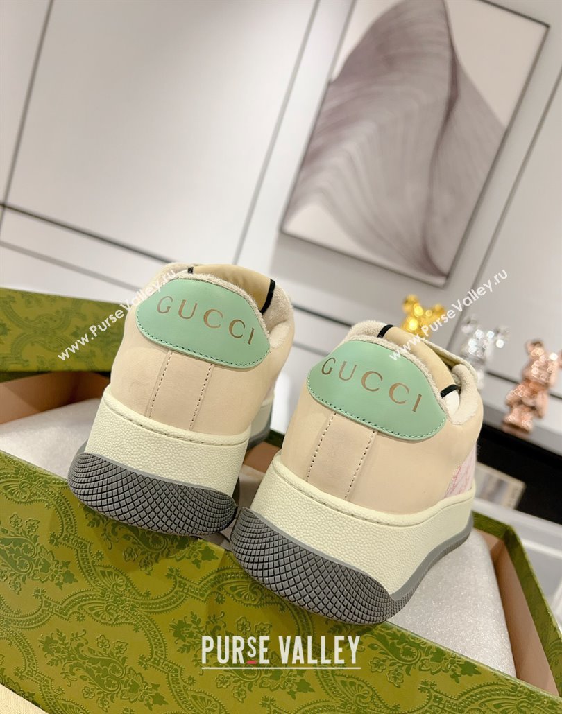 Gucci Screener Platform Sneakers in GG Canvas and Suede Pink/Beige 2025 (MD-250227146)