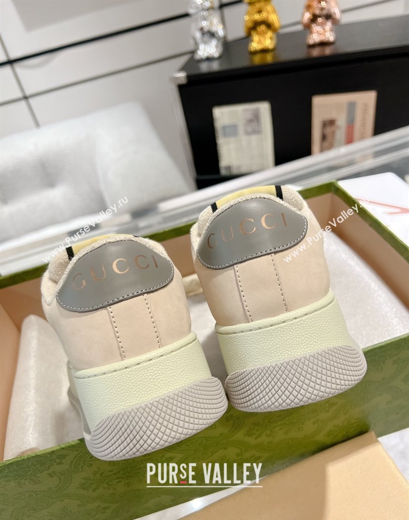 Gucci Screener Platform Sneakers in GG Canvas and Suede Beige/White 2025 (MD-250227149)