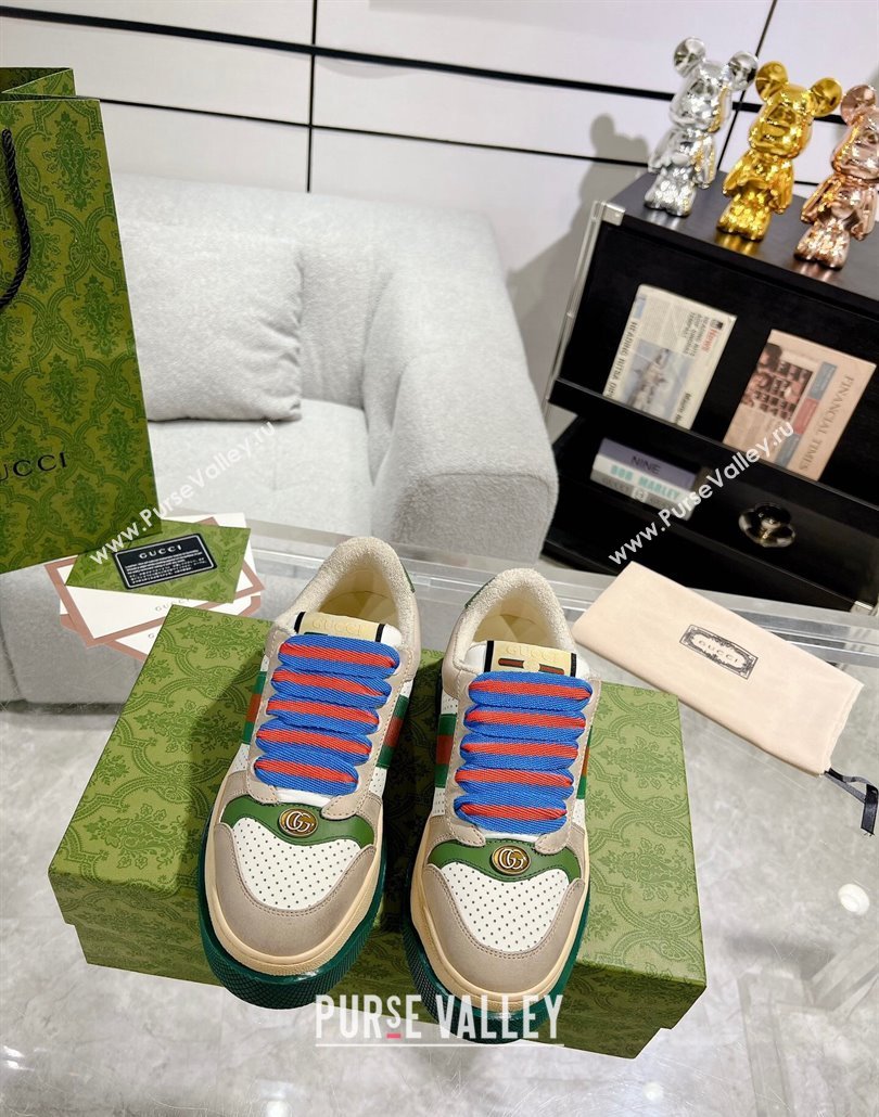 Gucci Screener Platform Sneakers in Suede and Leather with Web Beige 2025 (MD-250227152)