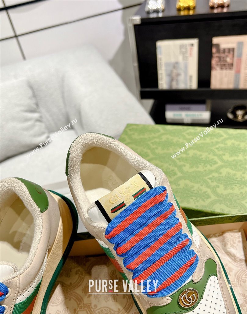 Gucci Screener Platform Sneakers in Suede and Leather with Web Beige 2025 (MD-250227152)