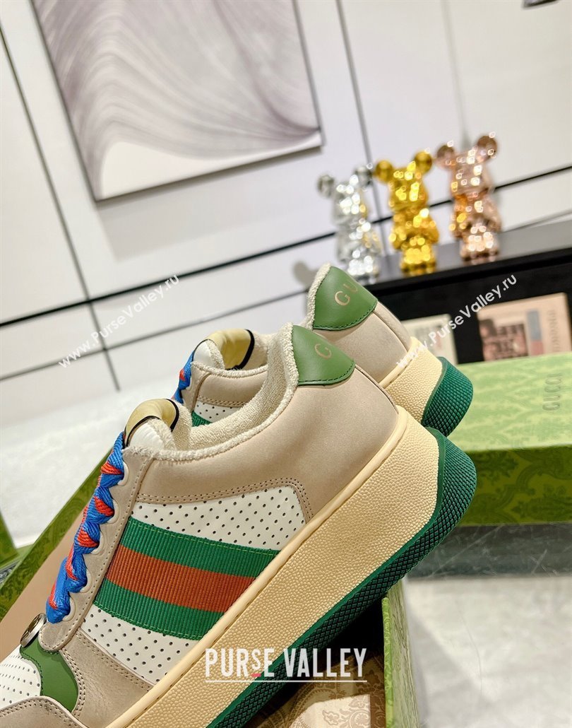 Gucci Screener Platform Sneakers in Suede and Leather with Web Beige 2025 (MD-250227152)
