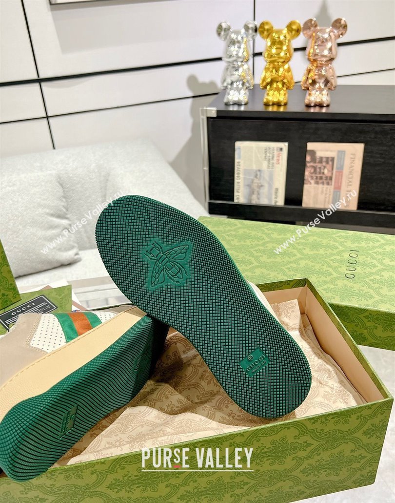 Gucci Screener Platform Sneakers in Suede and Leather with Web Beige 2025 (MD-250227152)