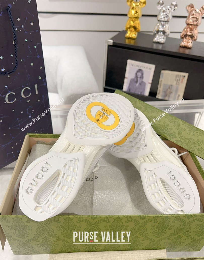 Gucci Run Sneakers in Strass GG Mesh and Suede White 2025 0227 (MD-250227120)