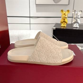 Gucci GG Suede Flat Slides Sandal with Wide Strap Beige 2025 ‎834941 (MD-250423096)