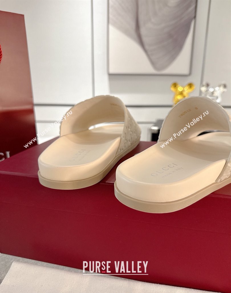 Gucci GG Suede Flat Slides Sandal with Wide Strap Beige 2025 ‎834941 (MD-250423096)