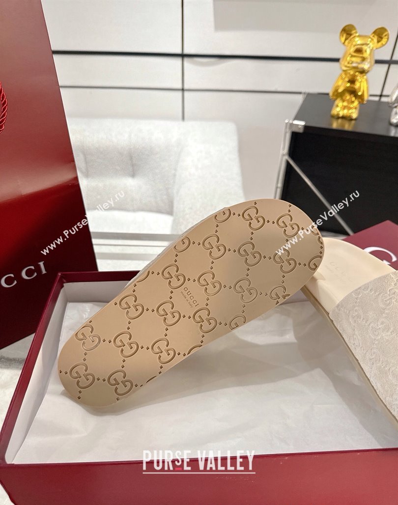 Gucci GG Suede Flat Slides Sandal with Wide Strap Beige 2025 ‎834941 (MD-250423096)