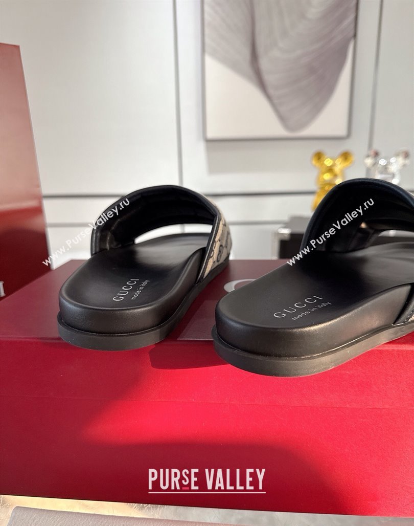 Gucci GG Padded Canvas Flat Slides Sandal with Wide Strap Grey 2025 ‎‎838089 (MD-250423099)