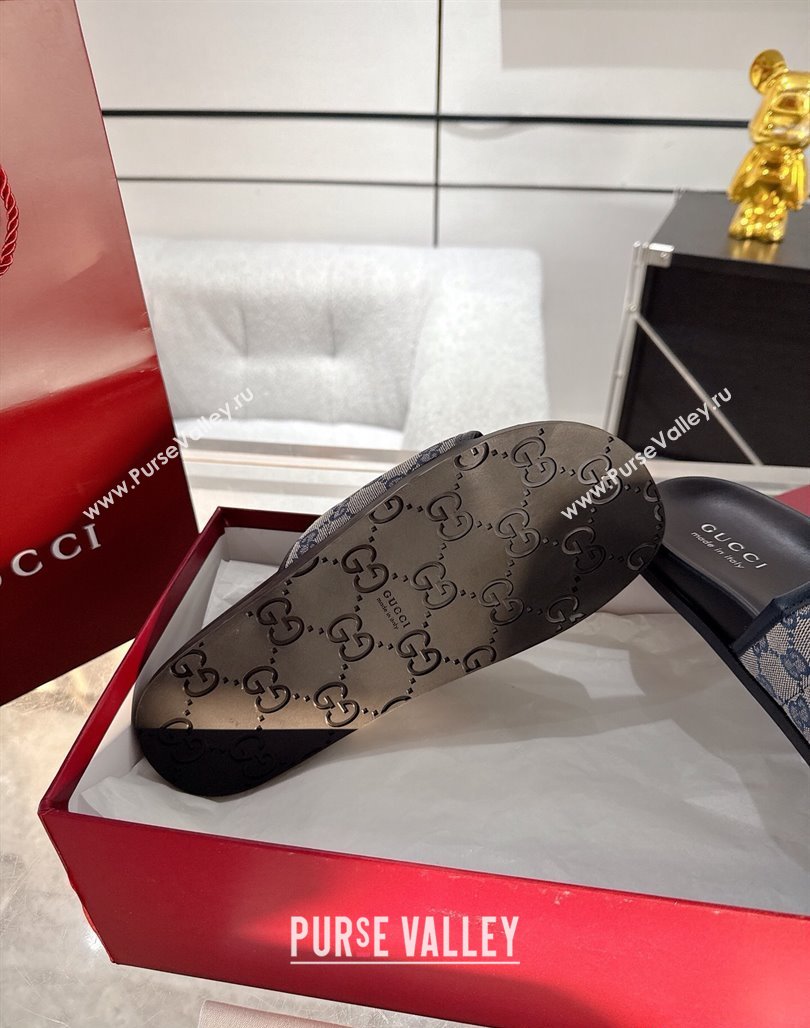 Gucci GG Padded Canvas Flat Slides Sandal with Wide Strap Grey 2025 ‎‎838089 (MD-250423099)