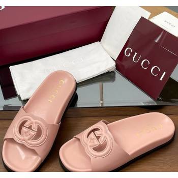 Gucci Leather Interlocking G Flat Slides Sandal Light Pink 2025 816334 (MD-250423017)
