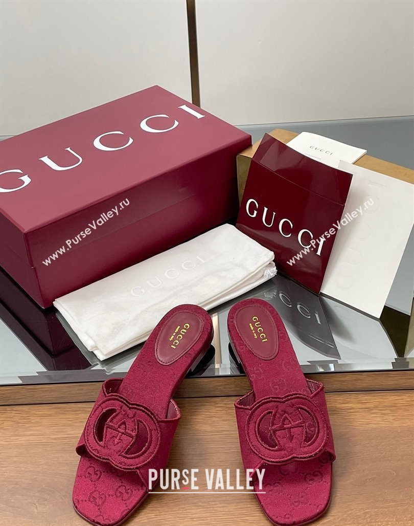 Gucci GG Canvas Interlocking G Flat Slides Sandal Ancora Red 2025 835723 (MD-250423022)