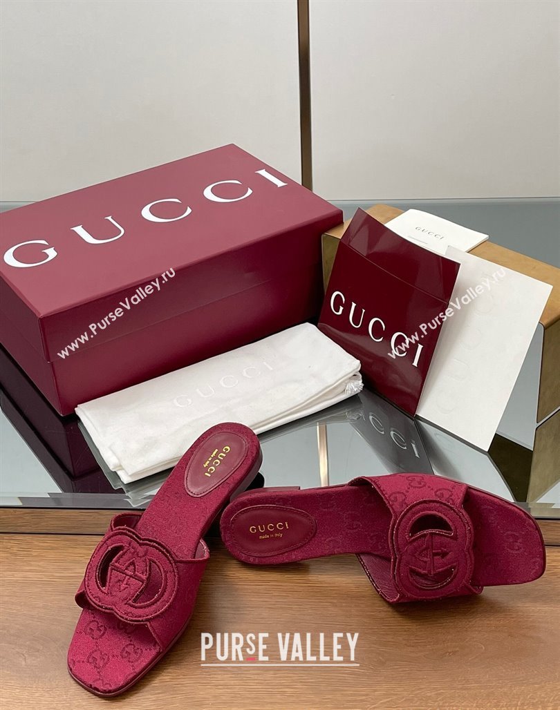 Gucci GG Canvas Interlocking G Flat Slides Sandal Ancora Red 2025 835723 (MD-250423022)