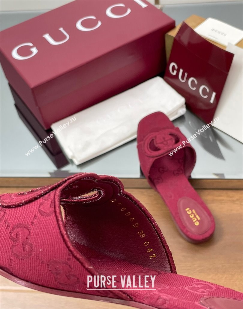 Gucci GG Canvas Interlocking G Flat Slides Sandal Ancora Red 2025 835723 (MD-250423022)
