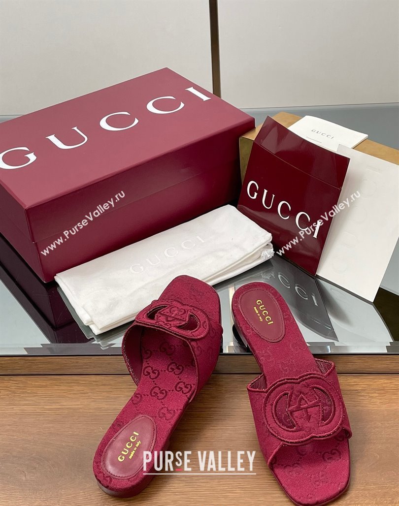 Gucci GG Canvas Interlocking G Flat Slides Sandal Ancora Red 2025 835723 (MD-250423022)