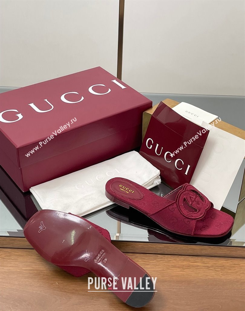 Gucci GG Canvas Interlocking G Flat Slides Sandal Ancora Red 2025 835723 (MD-250423022)