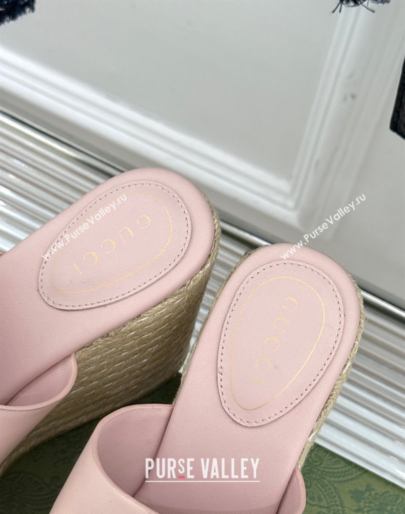 Gucci Leather Interlocking G Wedge Slides Sandal 10.5cm Light Pink 2025 817212 (MD-250423013)