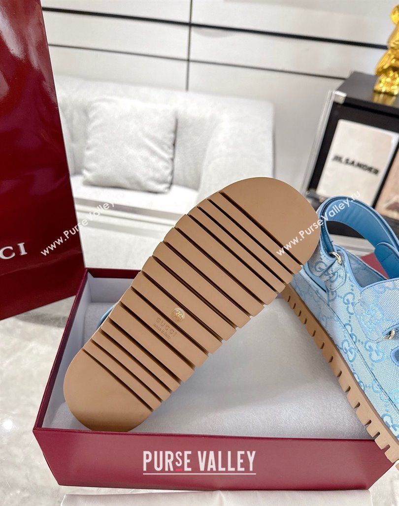 Gucci GG Canvas Strap Sandals with Double G Light Blue 2025 ‎816630 (MD-250423101)