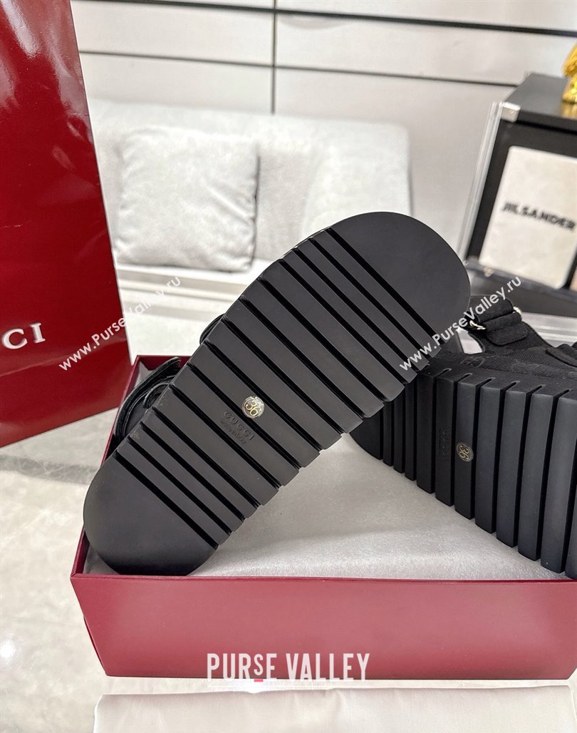 Gucci GG Canvas Strap Sandals with Double G Black 2025 ‎816630 (MD-250423102)